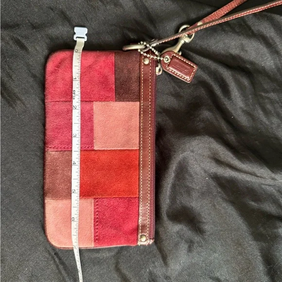 Coach Patchwork Suede Wristlet - Red & Pink Tones - Picture 5 of 6